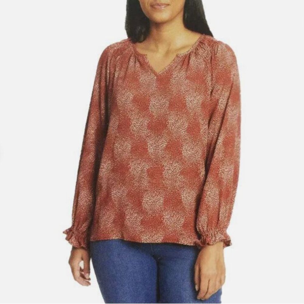 Jessica Simpson Women's Boho Long Sleeve Blouse Size S Orange